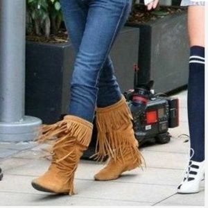 Sam Edelman Tan Fringe Moccasins